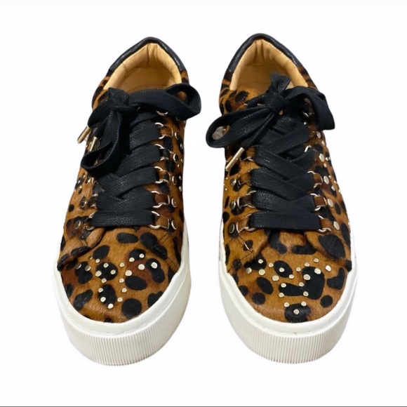 Joie Handan Studded Calf Hair Platform Sneakers - Picture 2 of 9